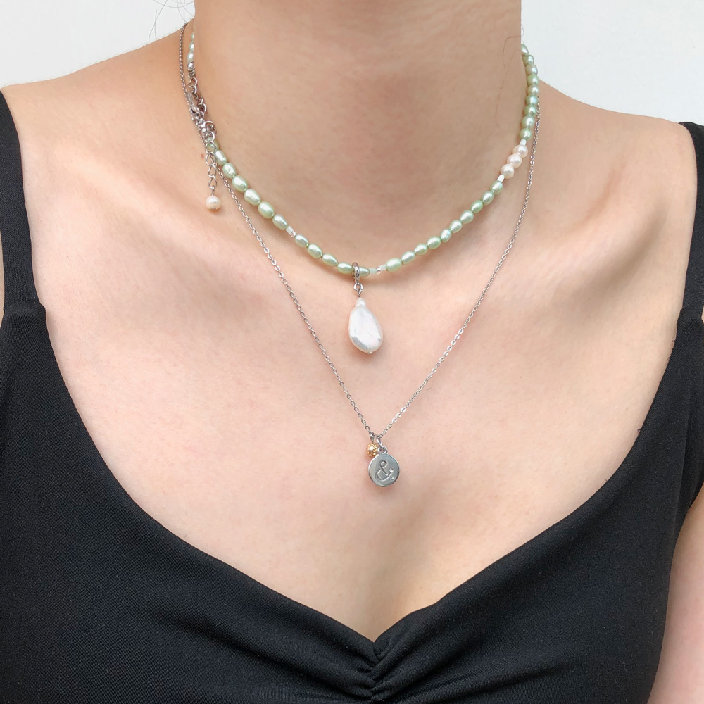 mint pearl mix necklace