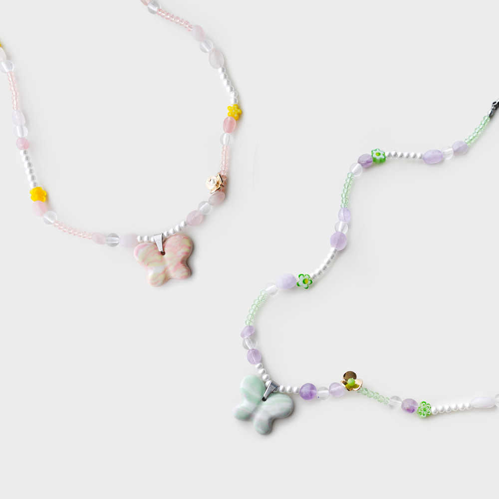 Nabi flower stone necklace (2colors)