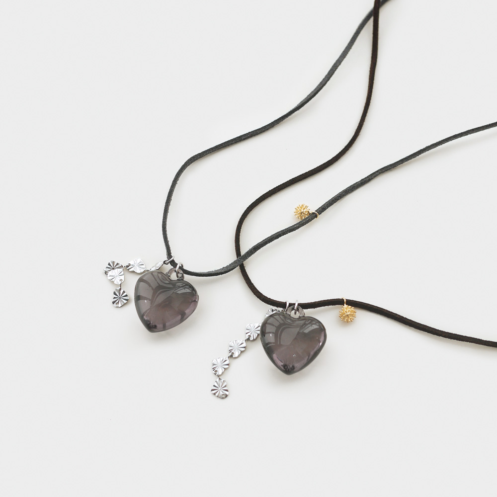 black heart string necklace (차콜, 딥브라운)
