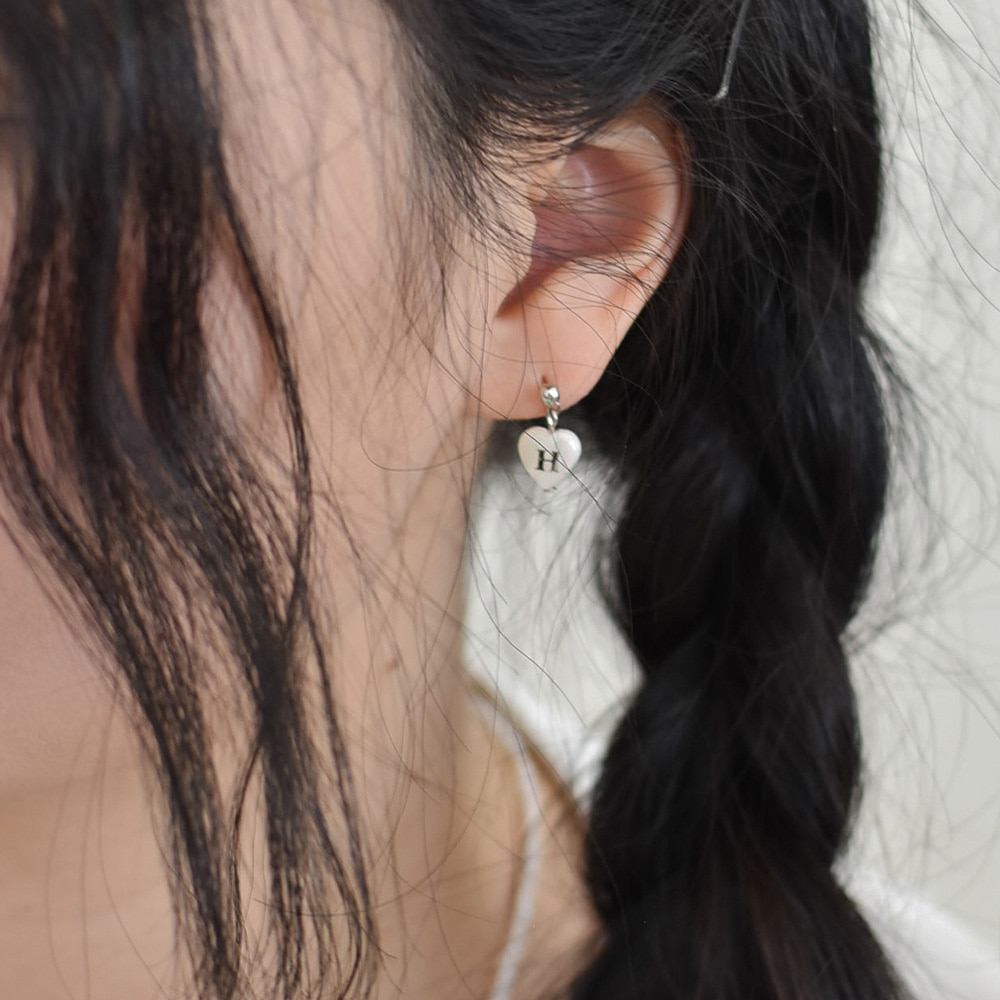 mini heart initial earring