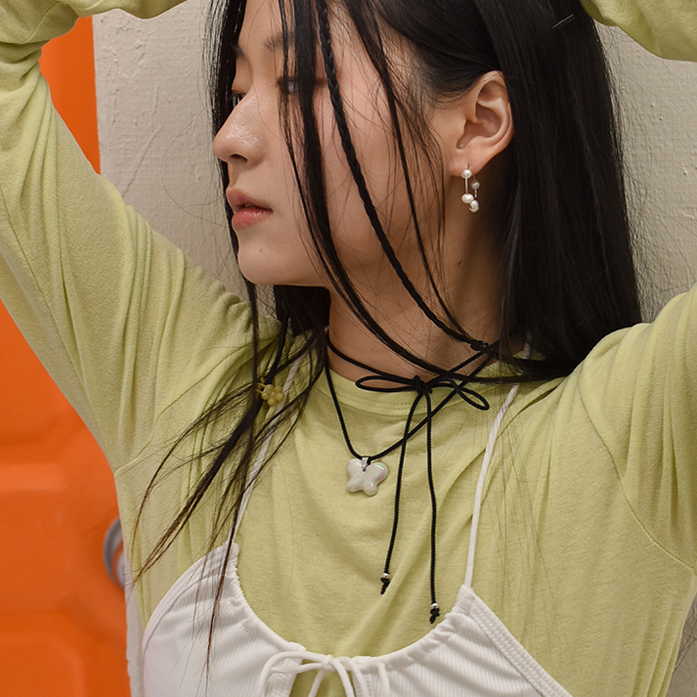 Nabi black string necklace (2colors)