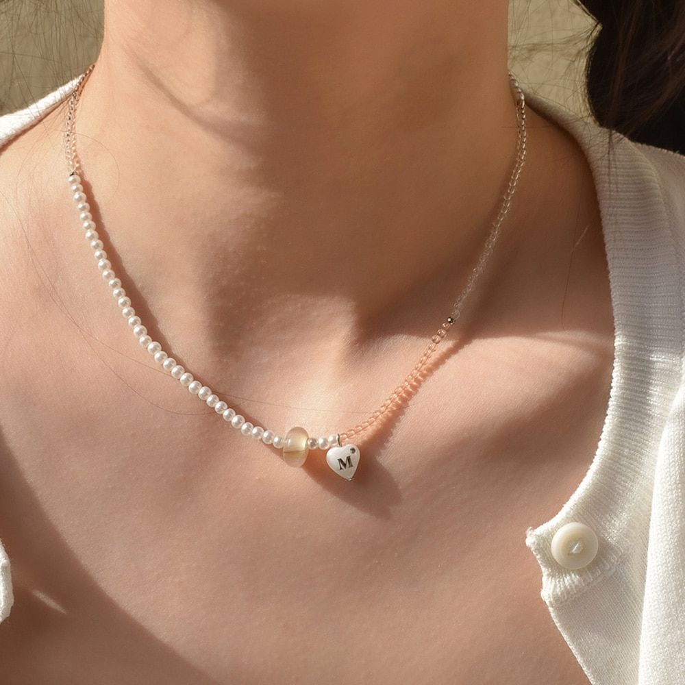 birthstone heart initial necklace